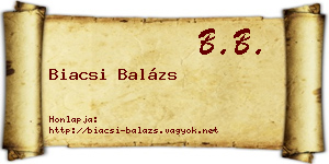 Biacsi Balázs névjegykártya